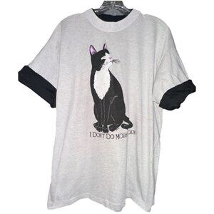 Vintage Kitty Cat I Dont Do Mouse Work T Shirt Womens Large signed chere